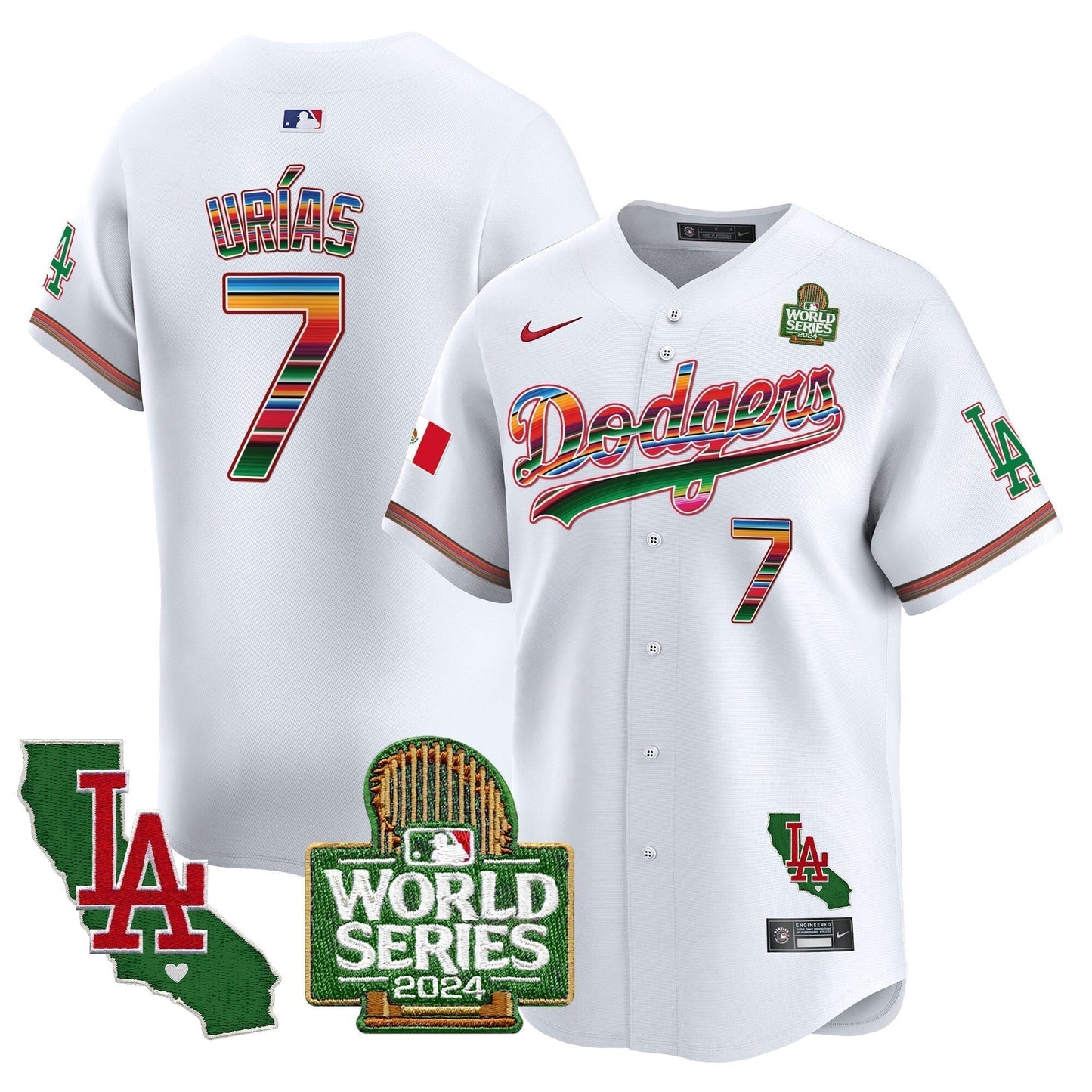 Dodgers Mexico 2024 World Series Vapor Premier Limited Jersey V2 - All Stitched-DTD
