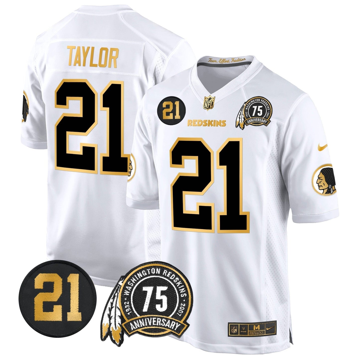 WR 75th & Sean Taylor Patch Gold Game Jersey - All Stitched-DTD
