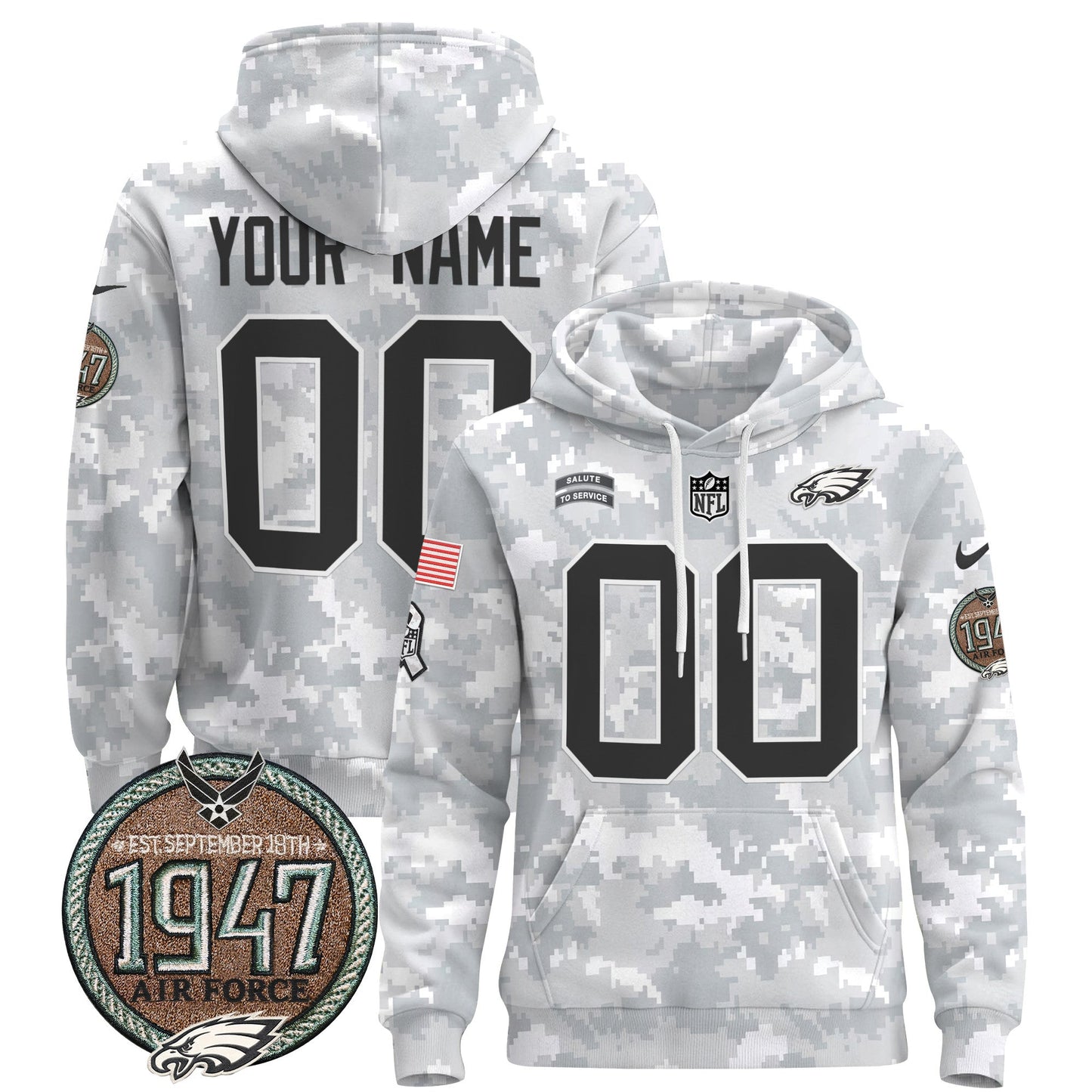 PHI 2024 Salute to Service Establishment Year Patch Custom Pullover Hoodie-DTD