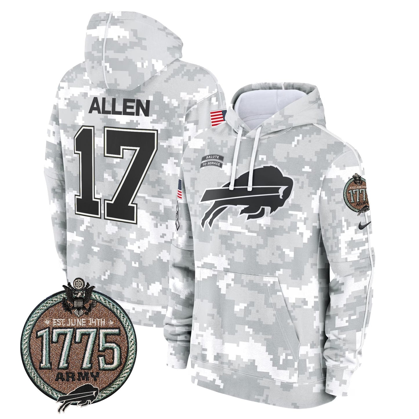BUF 2024 Salute to Service Establishment Year Patch Fleece Pullover Hoodie-DTD