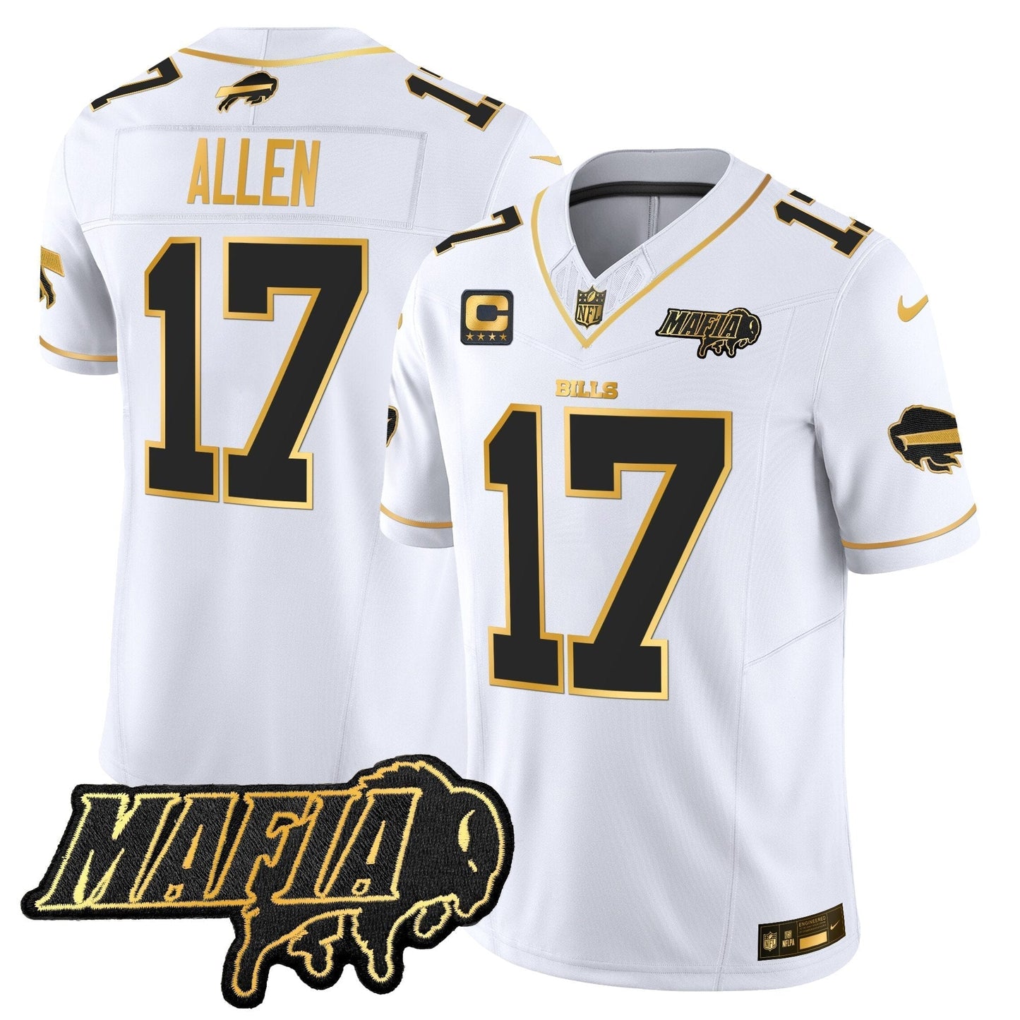 BUF 2024 Bills Mafia Patch Gold Vapor Limited Jersey - All Stitched-DTD