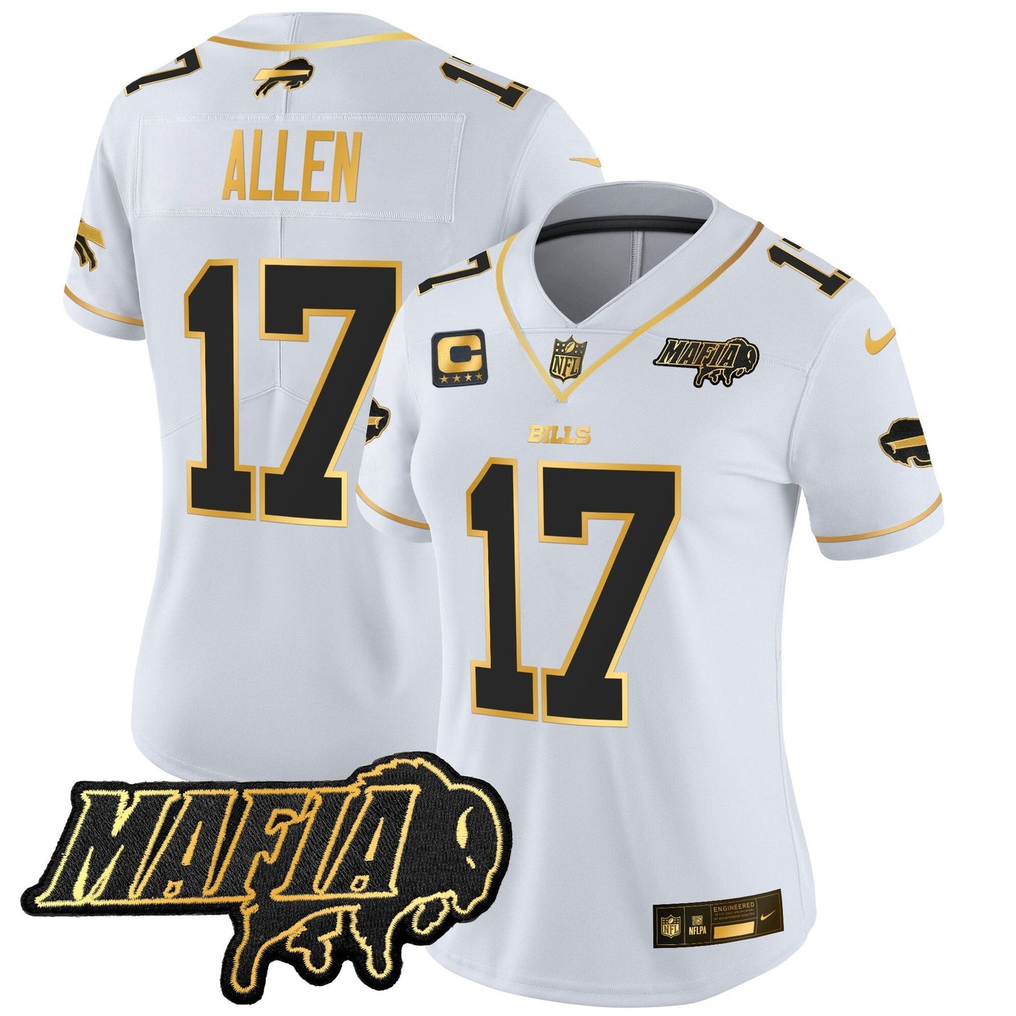 Women's BUF 2024 Bills Mafia Patch Gold Vapor Limited Jersey - All Stitched-DTD