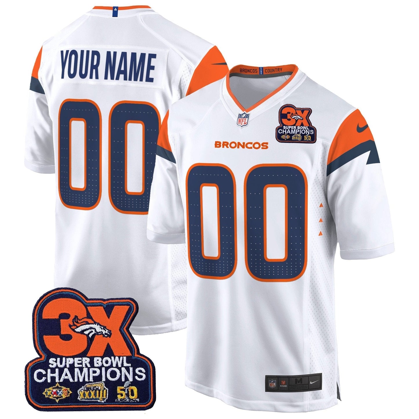 DEN 3-Time Champions Patch Game Custom Jersey - Al Stitched-DTD