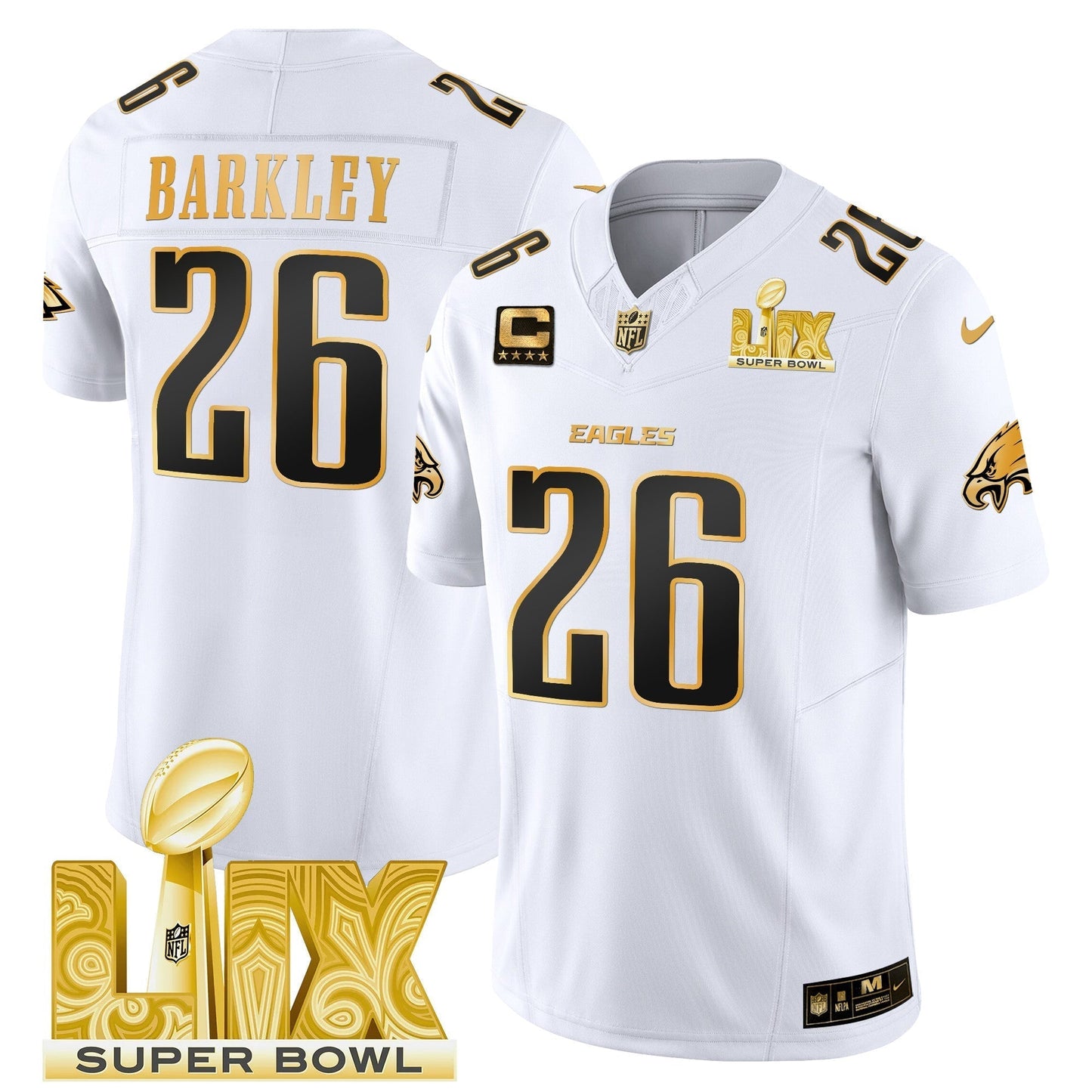 PHI Super Bowl LIX Patch Gold Vapor Limited Jersey - All Stitched-DTD