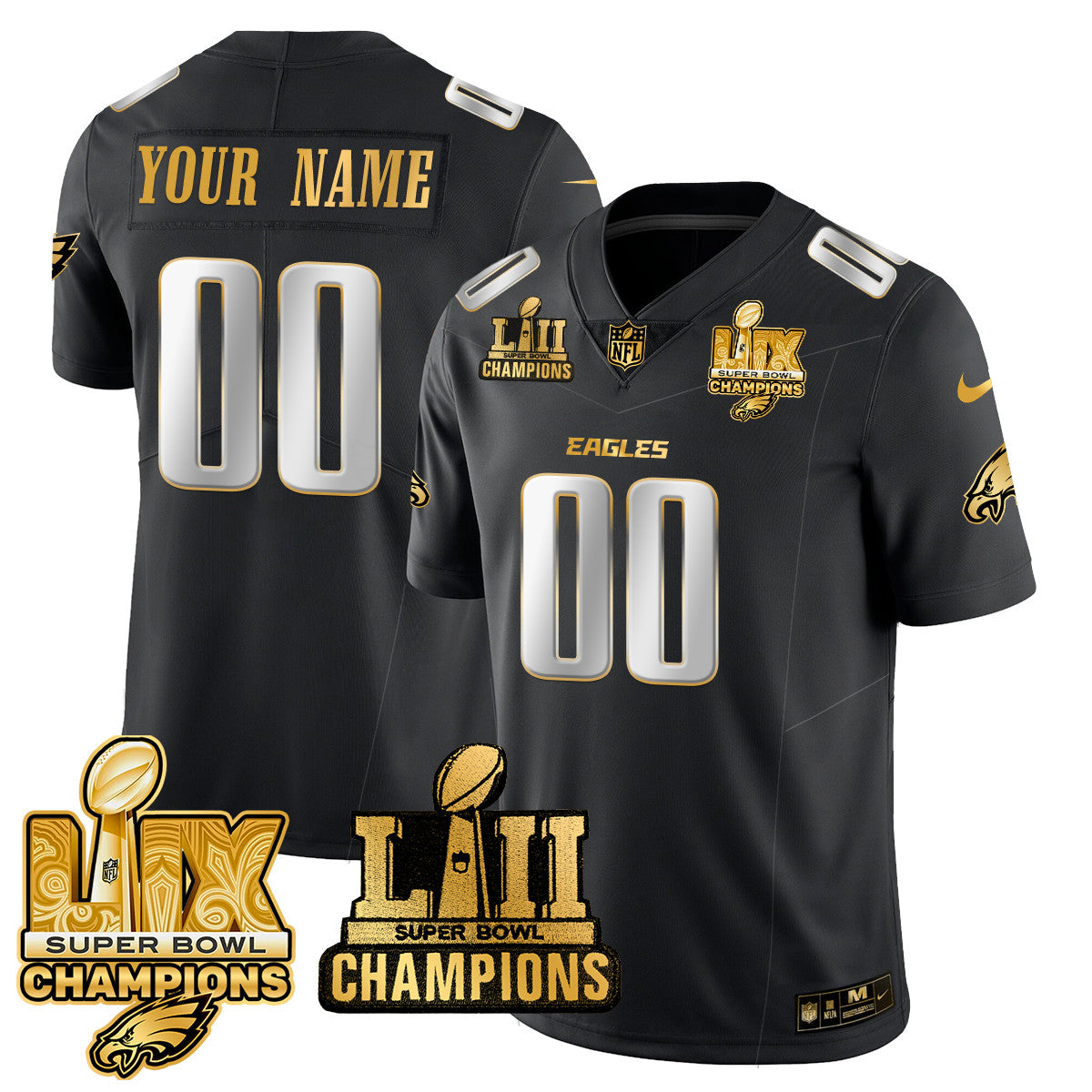 Custom Name/Gender PHI LII-LIX Super Bowl Champions Vapor Limited Jersey - All Stitched-DTD