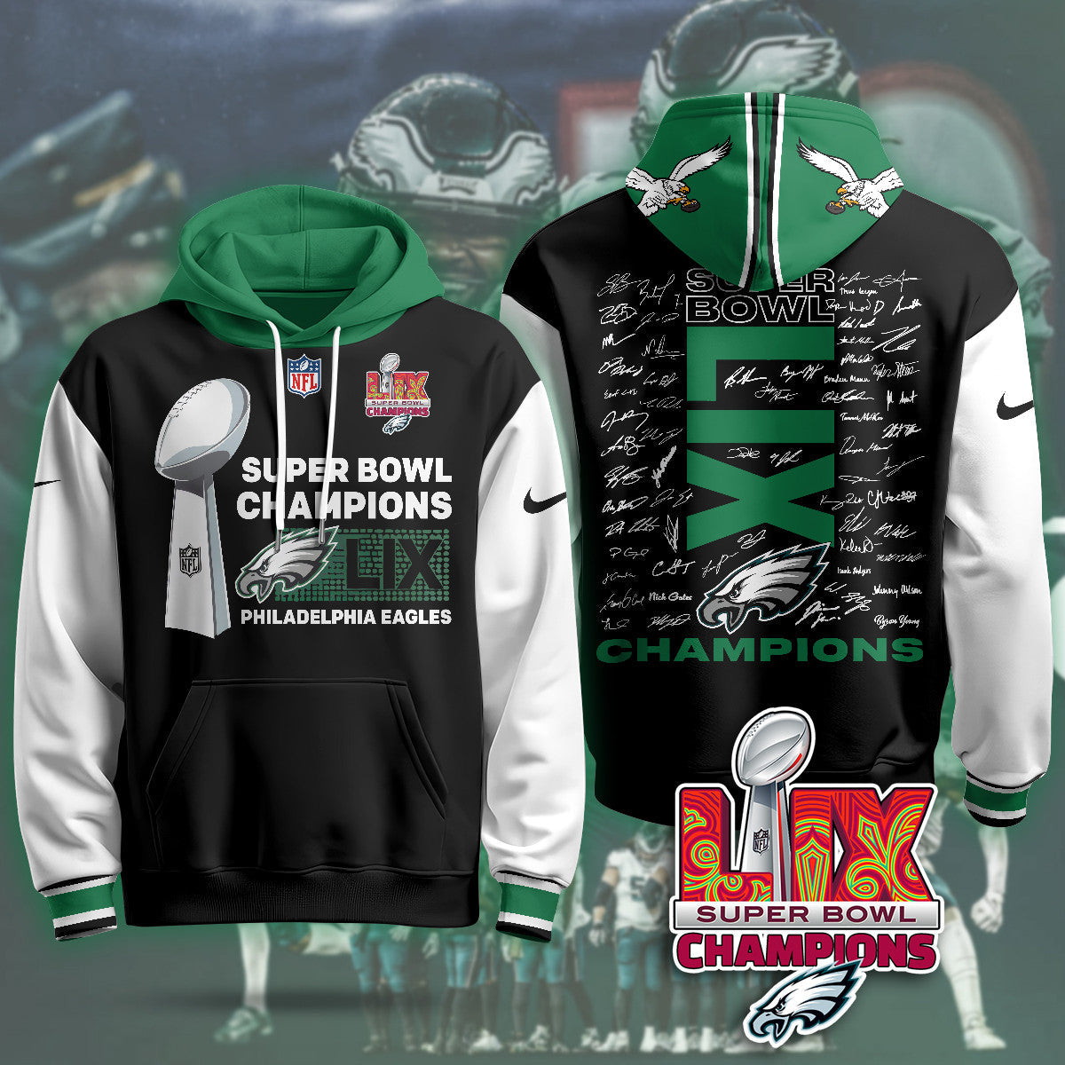 PHI Super Bowl LIX Champions Hoodie - Printed-DTD