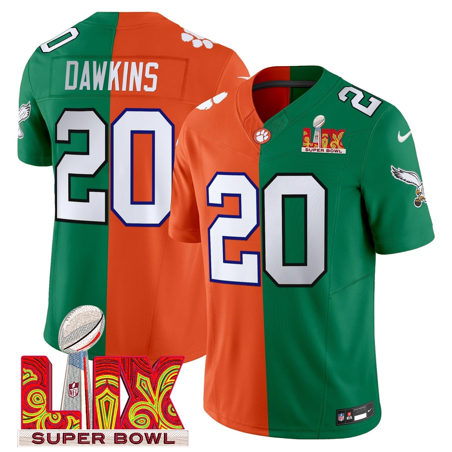 Split PHI Super Bowl LIX & College Football Vapor Limited Jersey - All Stitched-DTD