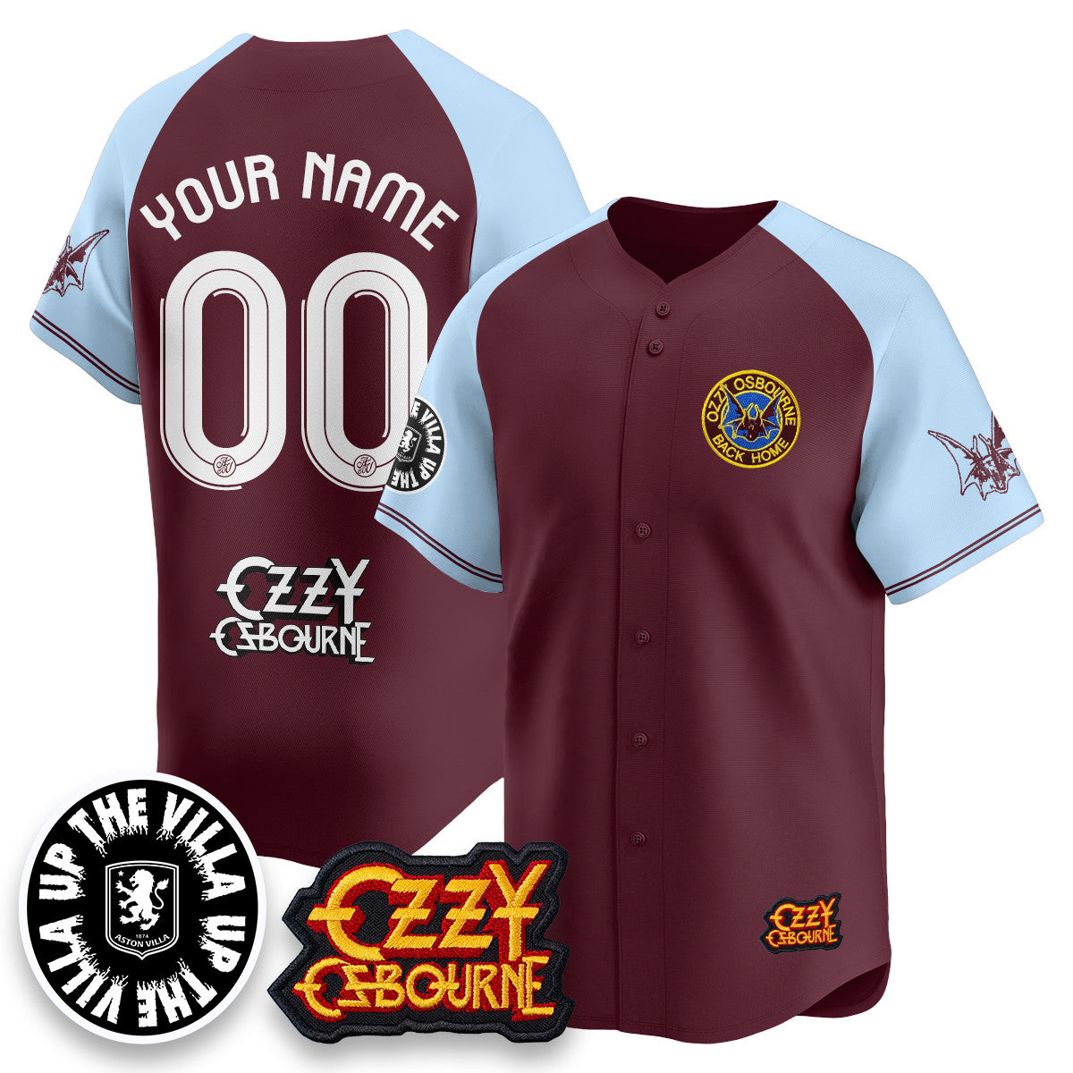 Aston Villa Ozzy Osbourne Back Home Baseball Custom Jersey - All Stitched-DTD