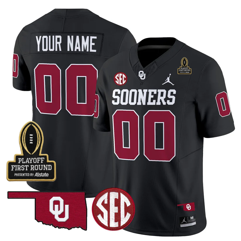 Custom OU 2025 Playoff First Round Patch Jersey - All Stitched-DTD