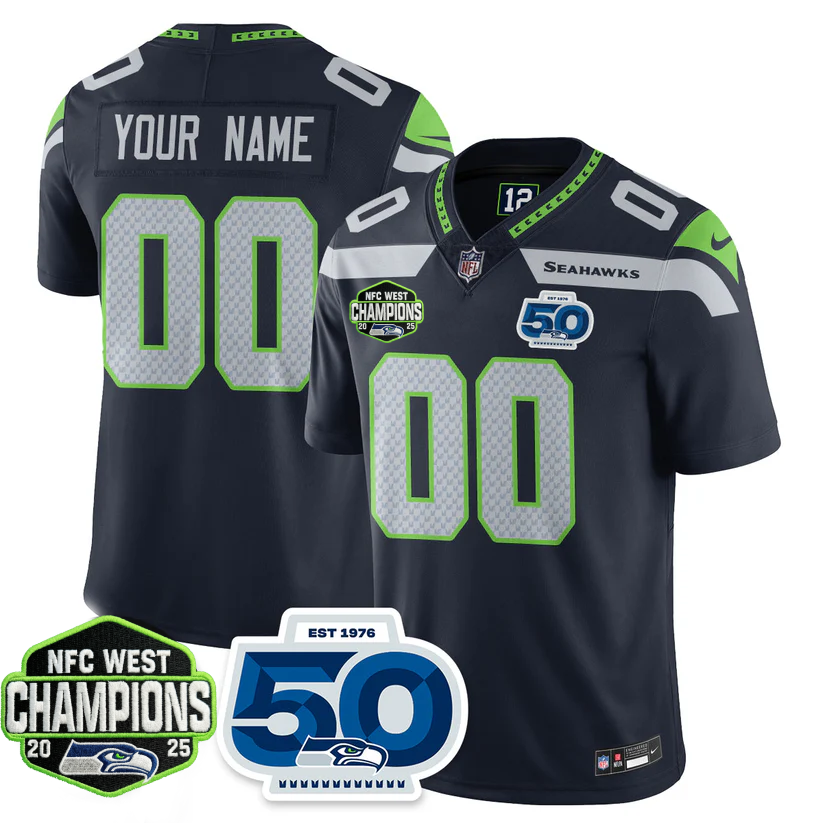 Custom SEA 2026 NFC West Champions Limited Jersey - 50th Season Patch - All Stitched-DTD