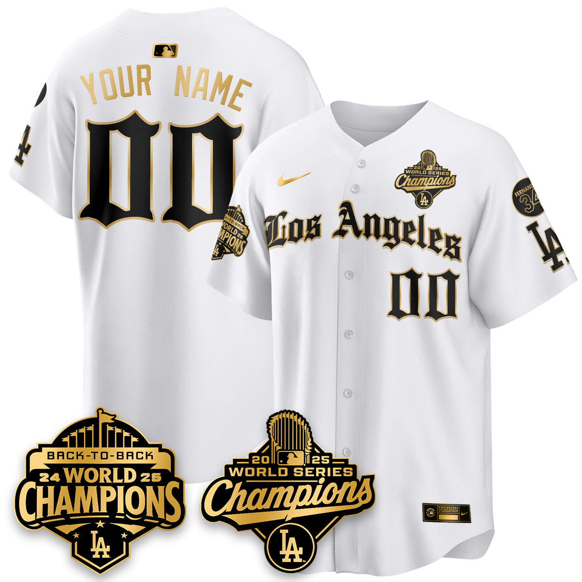 Custom LAD 2025 World Series Champions Vapor Premier Limited Jersey - LA Gothic Edition - All Stitched-DTD