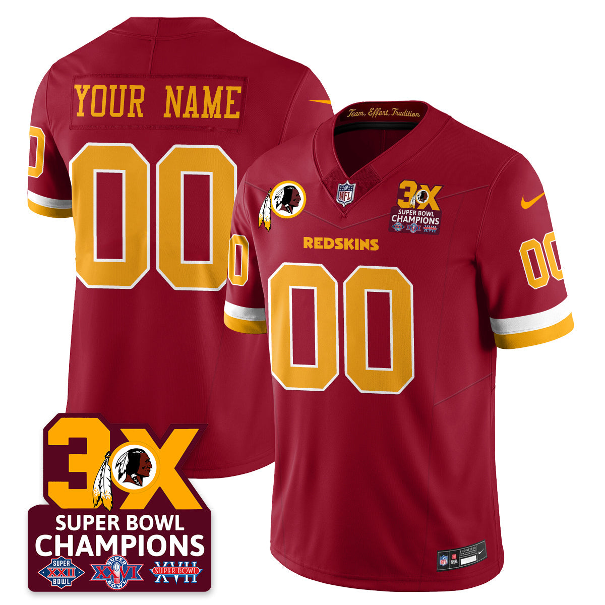 Custom WAS 3-Time Champions Patch Vapor Limited Jersey - All Stitched-DTD