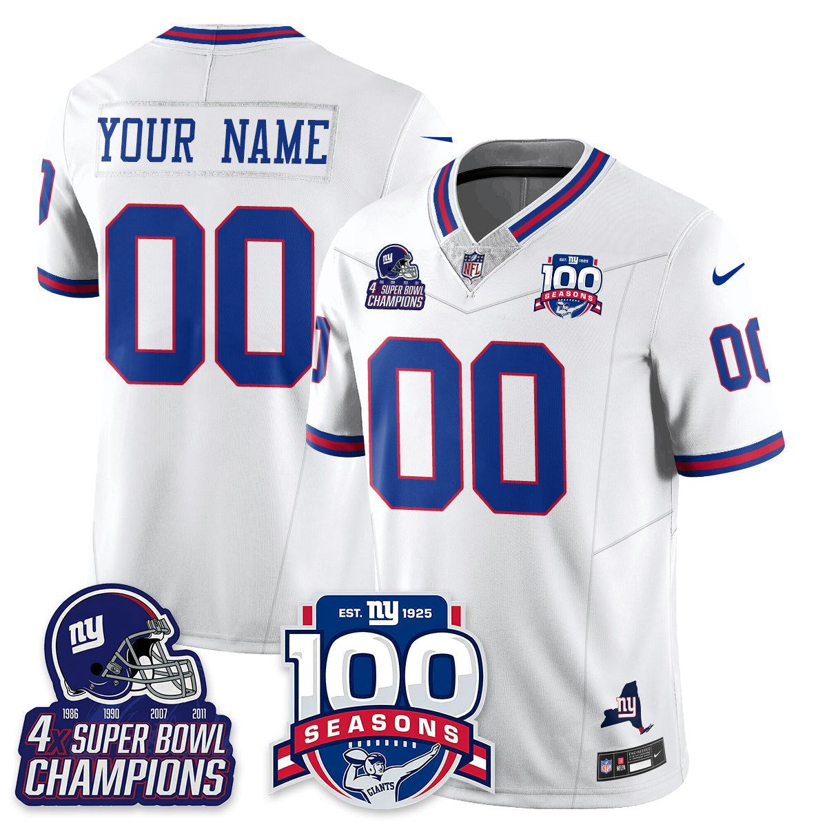 NYG 4-Time Champions Vapor Limited Jersey- 100th Season - All Stitched-DTD