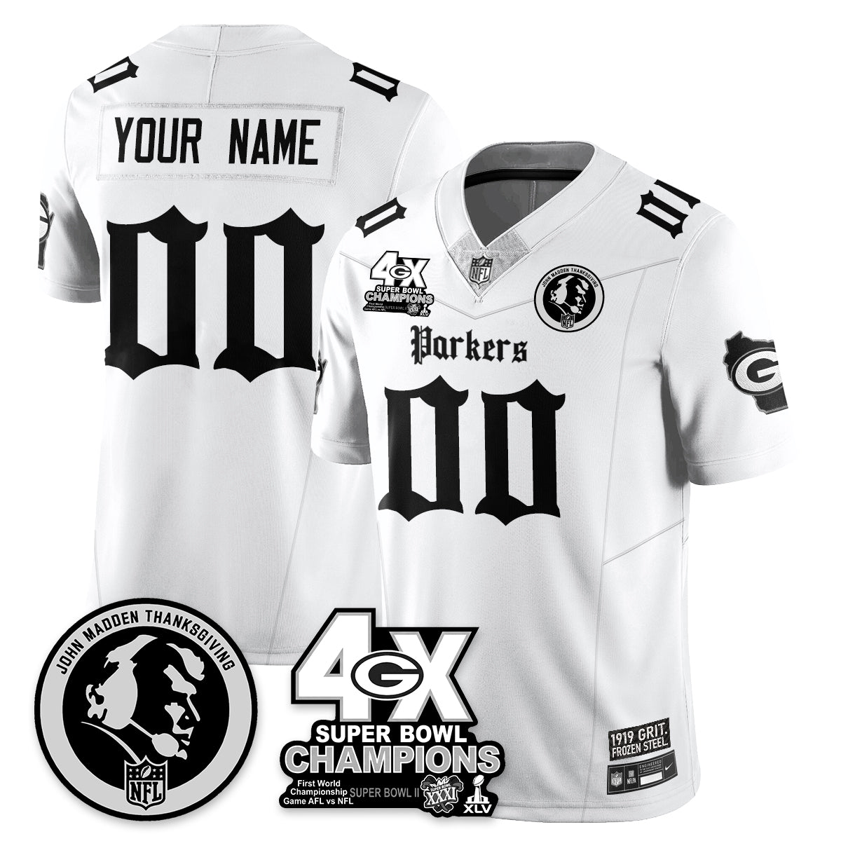 GB Gothic Vapor Limited Custom Jersey - John Madden Patch - All Stitched-DTD
