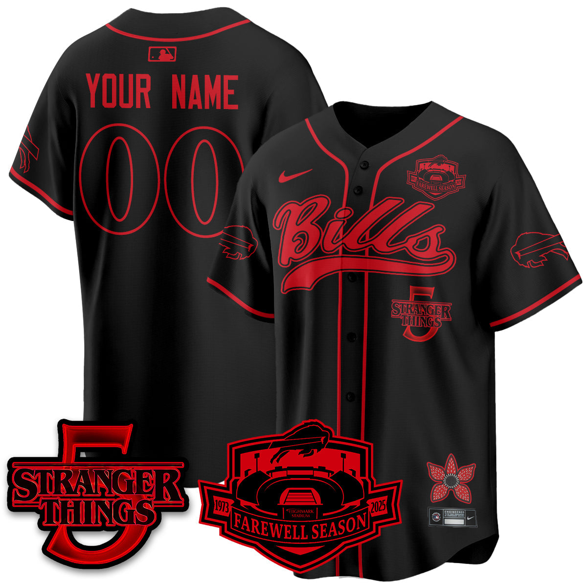 Custom BUF Stranger Things Vapor Limited Baseball Jersey - All Stitched-DTD