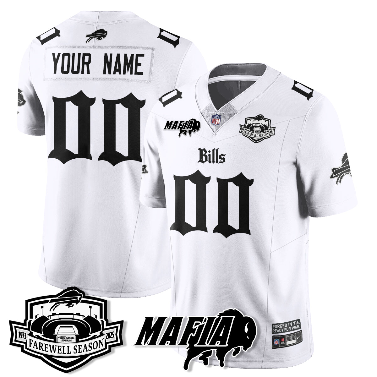 BUF Mafia Gothic Vapor Limited Custom Jersey - Farewell Highmark Patch - All Stitched-DTD