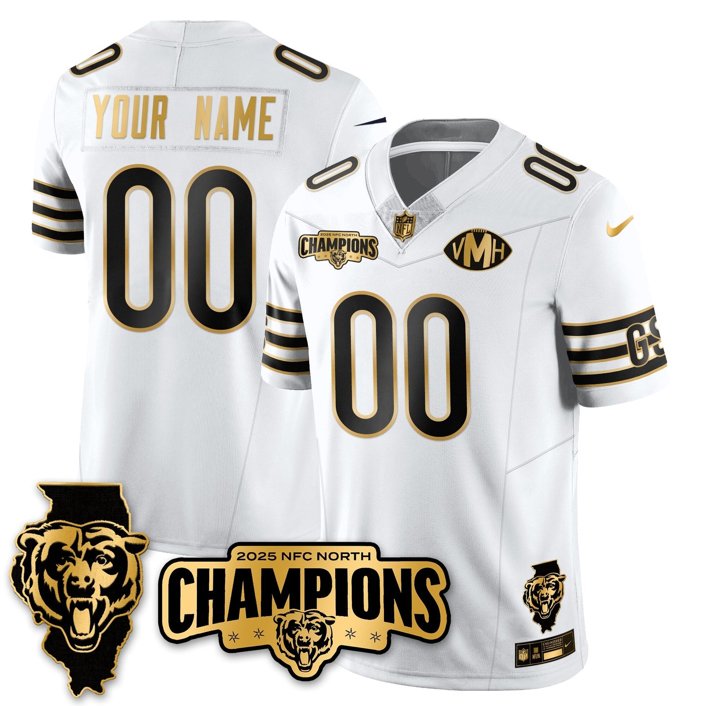 Custom CHI NFC North Division Champions Vapor Limited Gold Jersey - All Stitched-DTD
