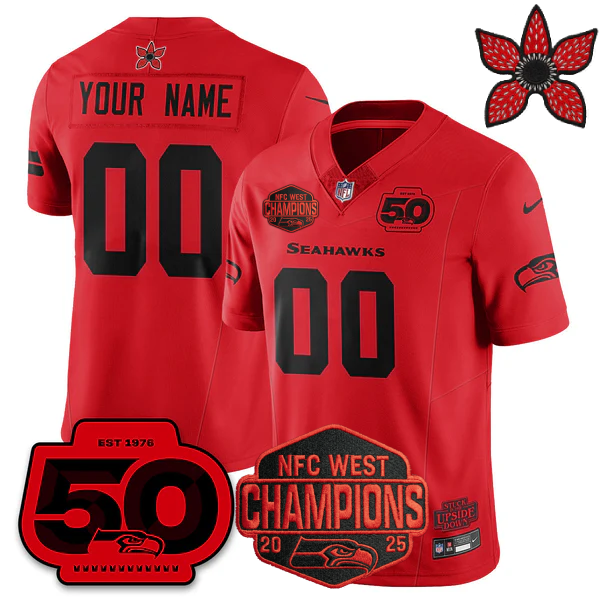 Custom SEA 'Stranger Things Edition' 2026 NFC West Champions Jersey - All Stitched-DTD