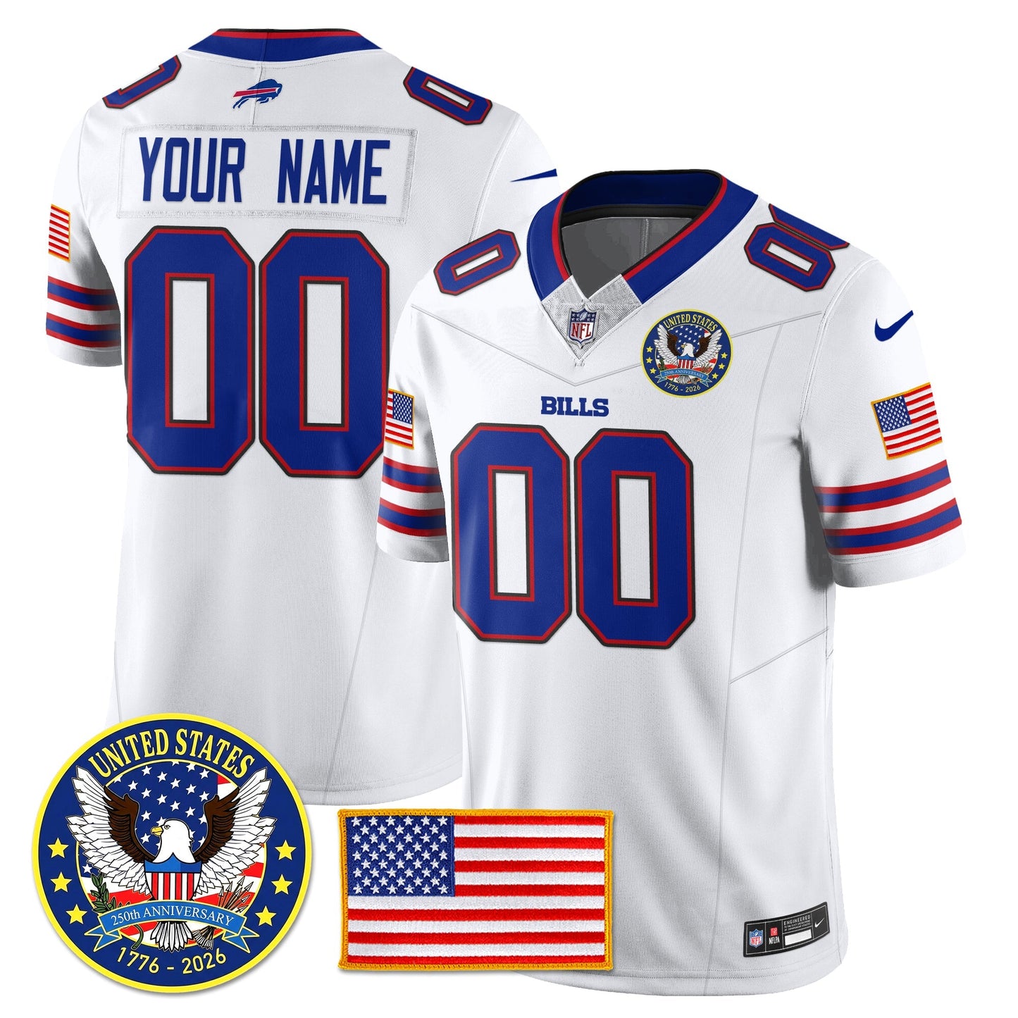Custom BUF "United States 250th Anniversary Patch" Vapor Limited Jersey - All Stitched-DTD