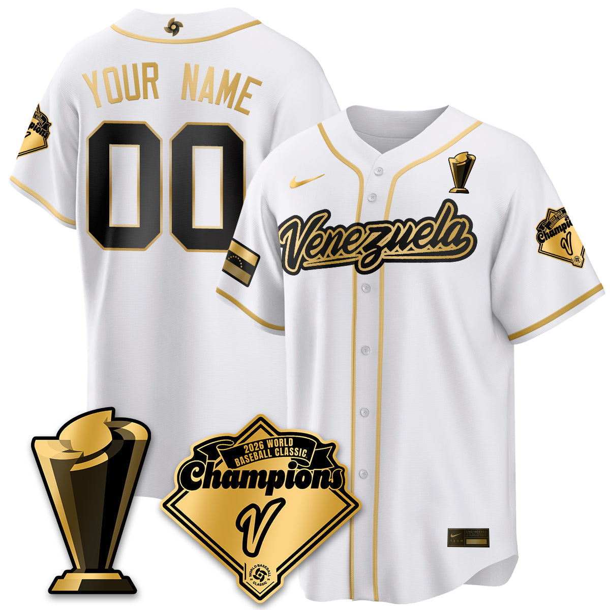 Venezuela Baseball 2026 World Baseball Classic Champions Limited Custom Jersey - All Stitched-DTD