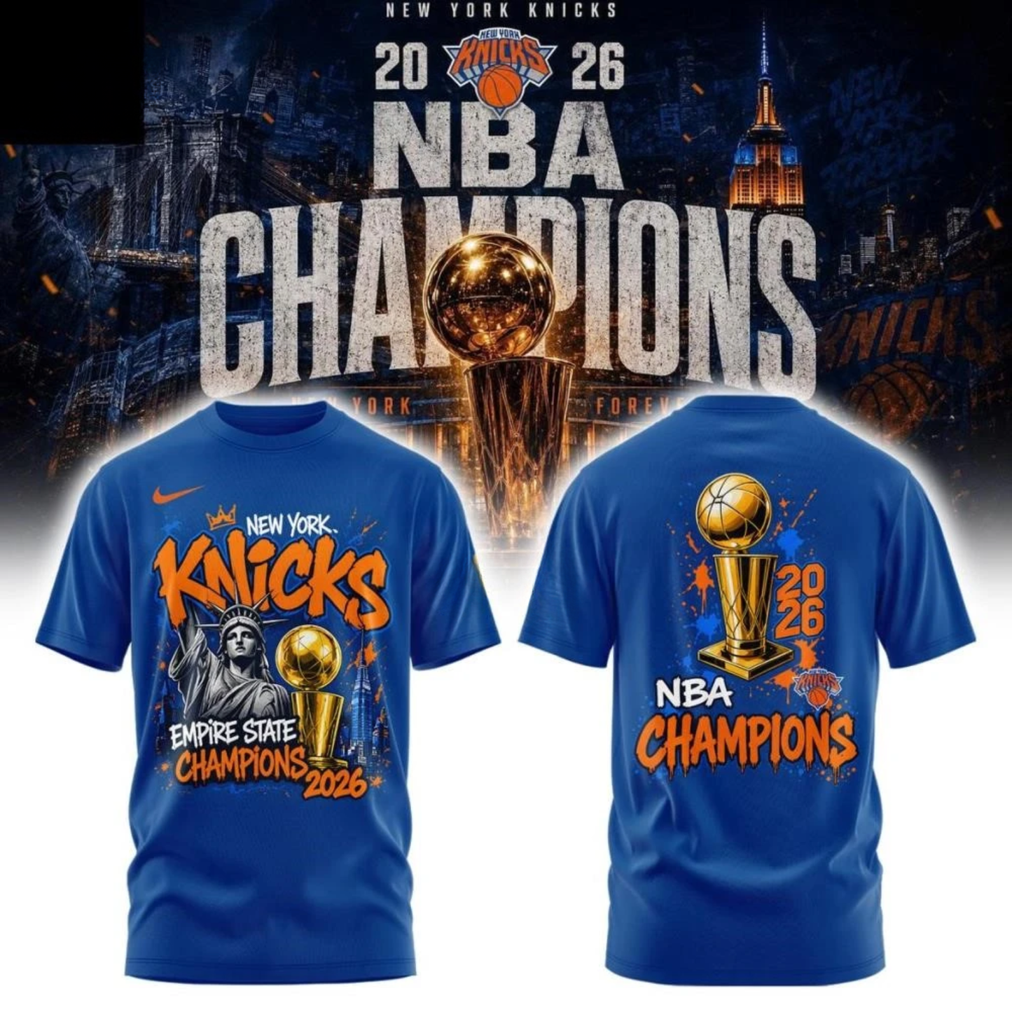 NYK 2026 Basketball Champions Two Sides Printed T-Shirt V4-DTD