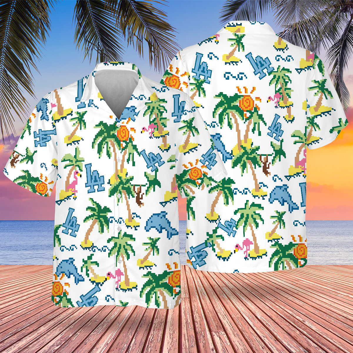 LAD Pixel Hawaiian Design Button Shirt-DTD