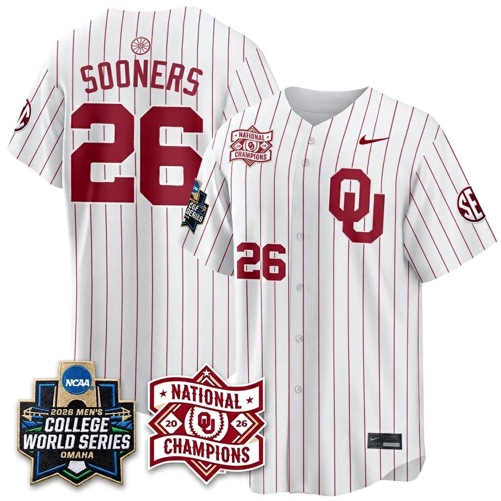 OU 2026 NCAA Baseball College World Series Champions Vapor Jersey - Stitched-DTD