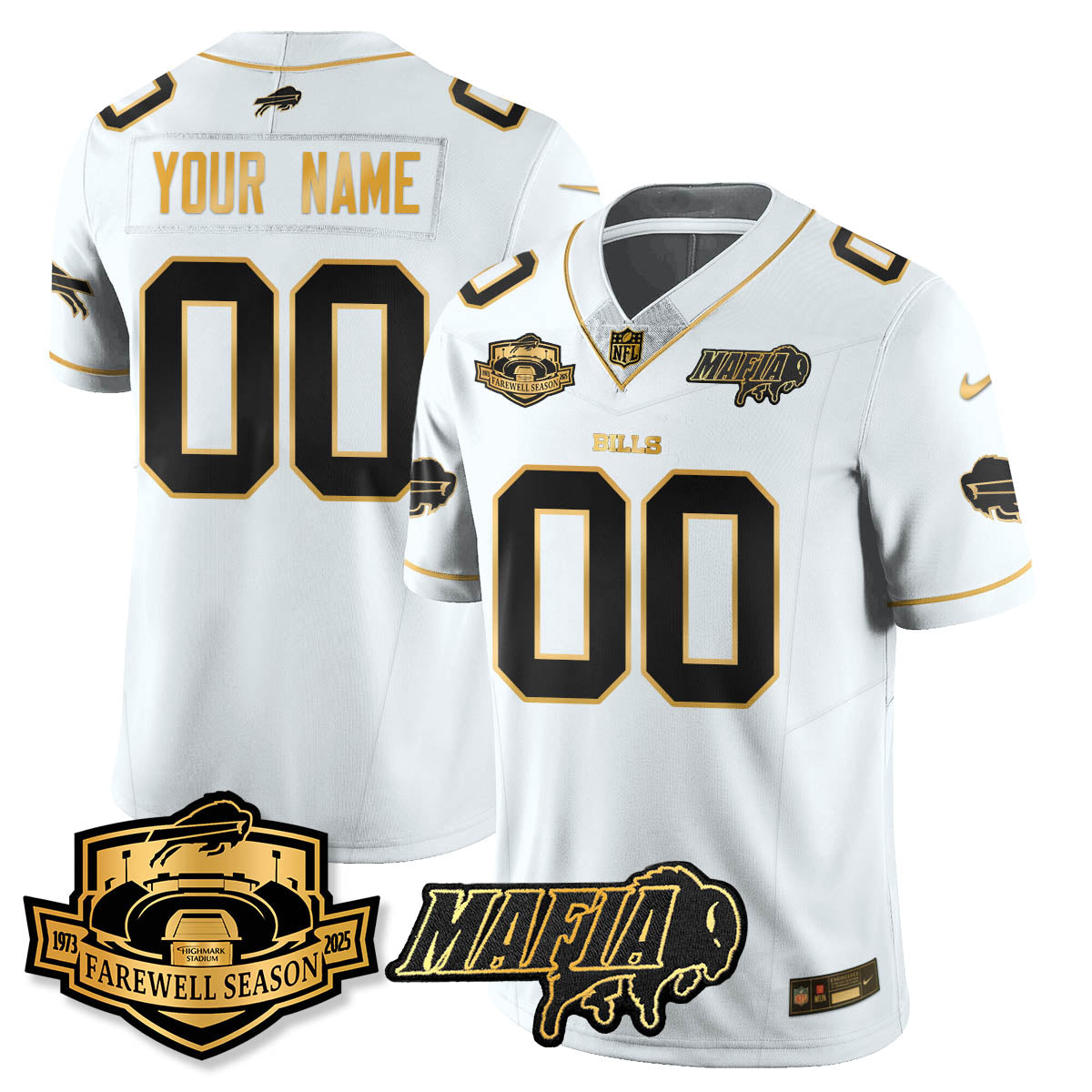 BUF 2025 Bills Mafia Patch Gold Vapor Limited Custom Jersey - All Stitched-DTD