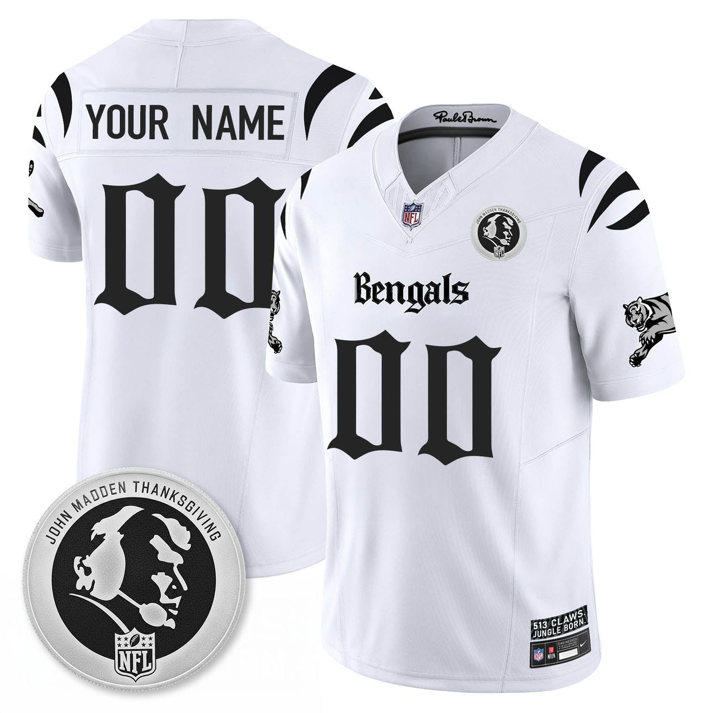 CIN Gothic Vapor Limited Custom Jersey - John Madden Patch - All Stitched-DTD