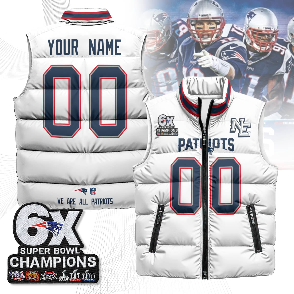 NE 6-Time Champions Unisex Puffer Vest-DTD