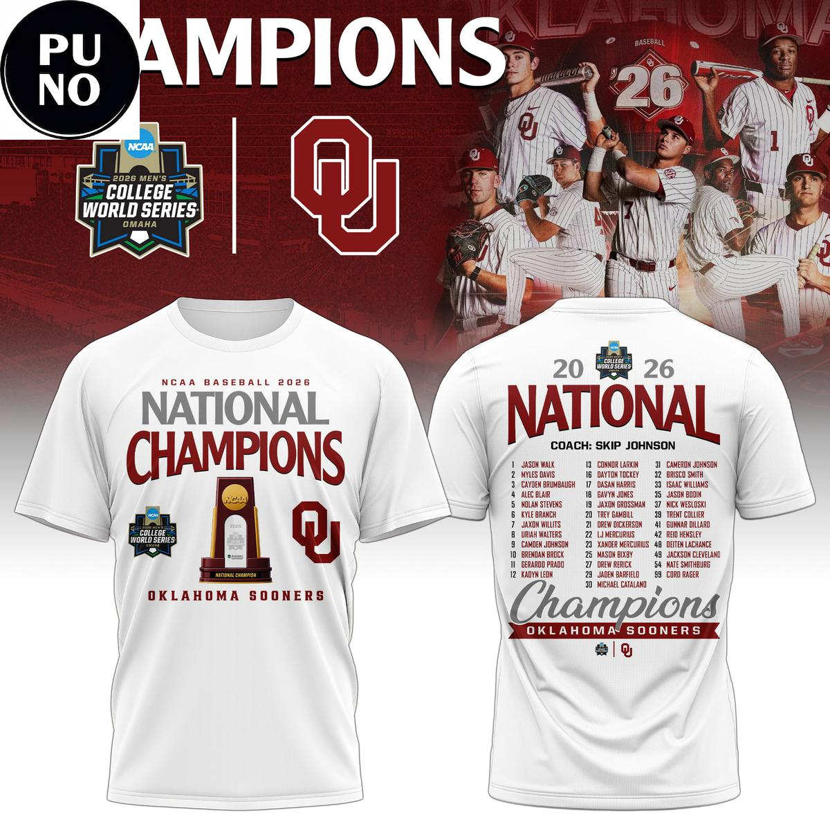 OU 2026 NCAA Men’s Baseball National Champions Two Side T-Shirt-DTD