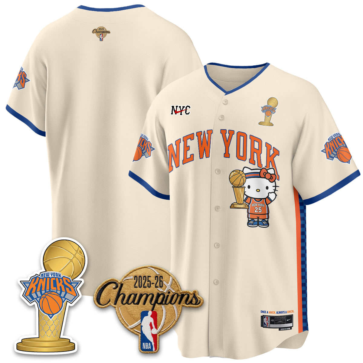 NYK 2026 NBA Champions x Meow Kitty Vapor Jersey - Stitched-DTD