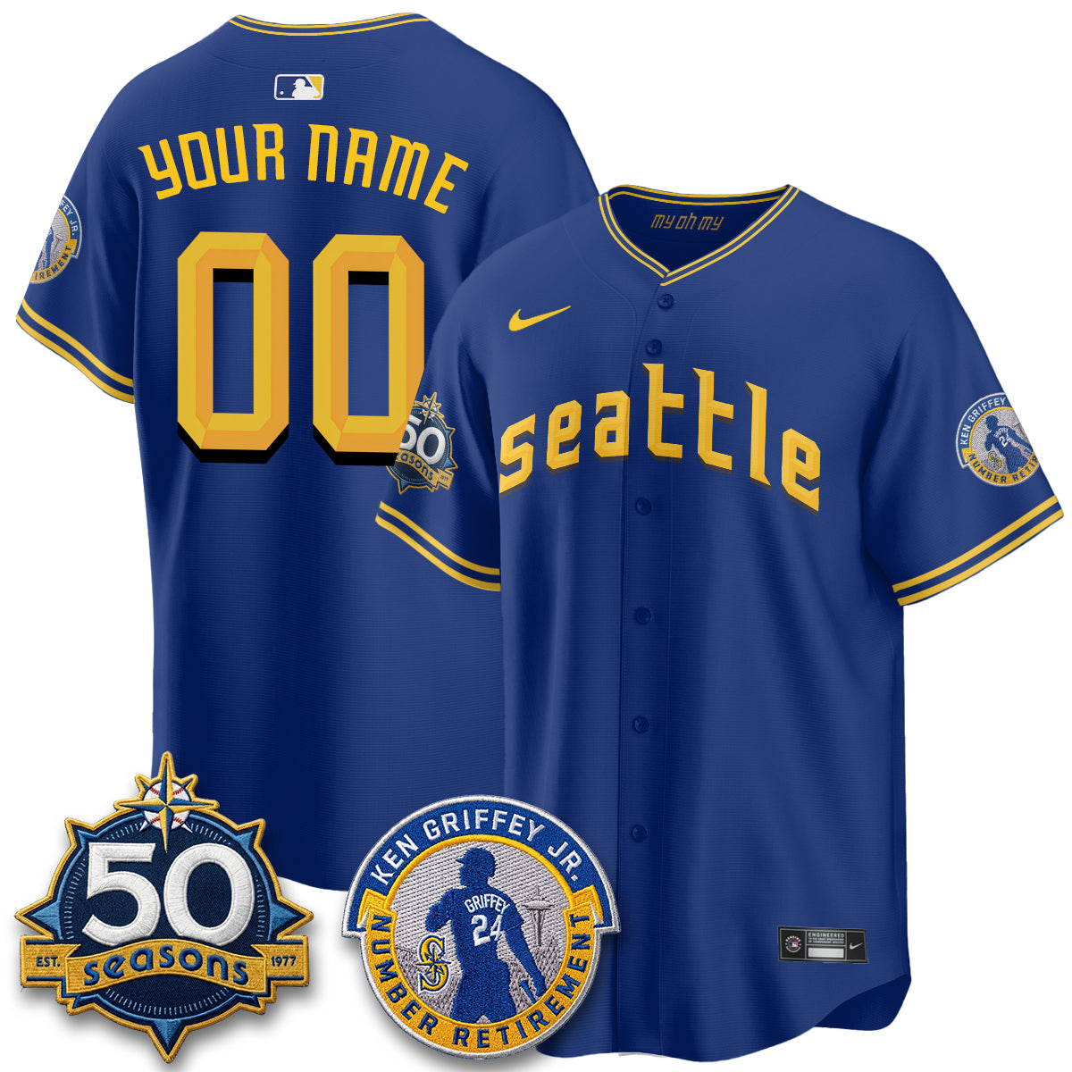 SEA Ken Griffey Jr. Patch Vapor Premier Limited Custom Jersey - All Stitched-DTD