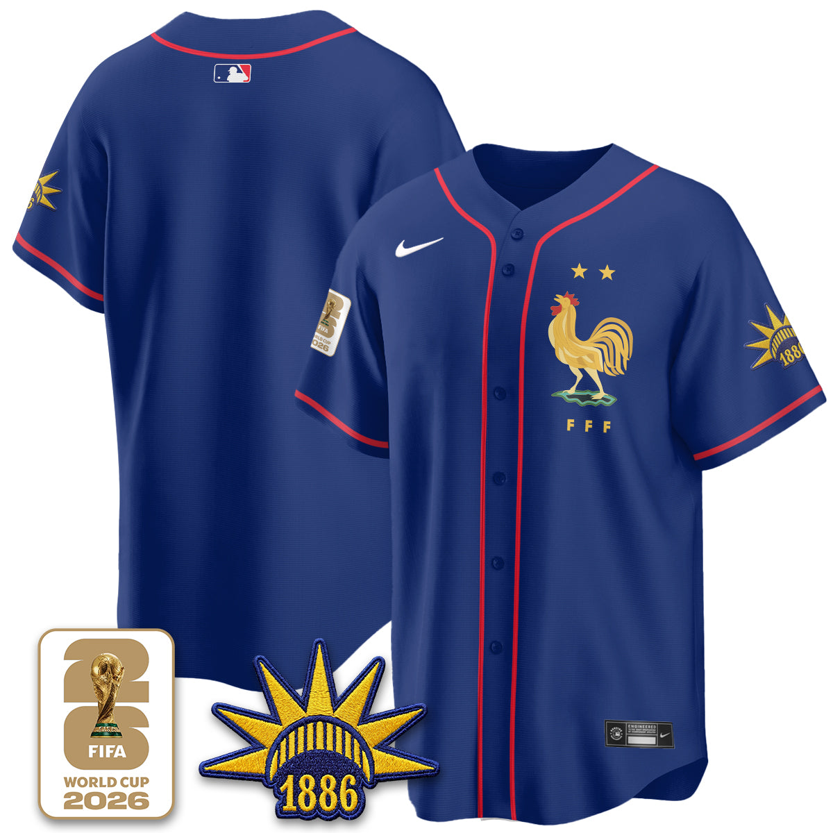 France Soccer National Team x Baseball Vapor Limited Jersey - Stitched-DTD
