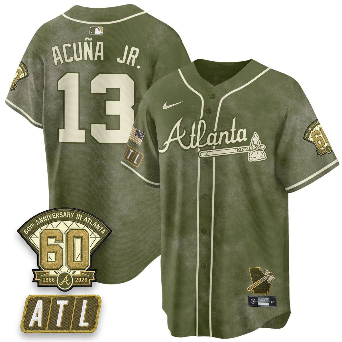 ATL New Era Olive 2026 Armed Forces Day Vapor Limited Jersey - All Stitched-DTD