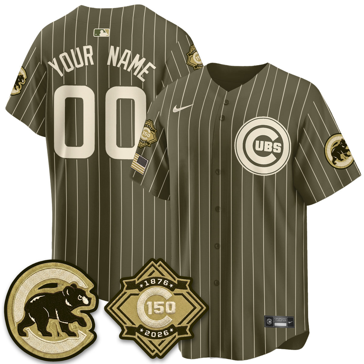 CHC New Era Olive 2026 Armed Forces Day Custom Jersey -All Stitched-DTD