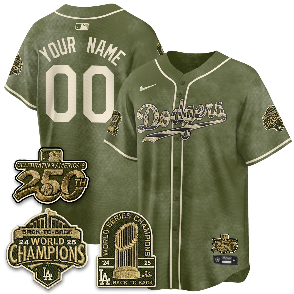 LAD New Era Olive 2026 Armed Forces Day Custom Jersey -All Stitched V2-DTD