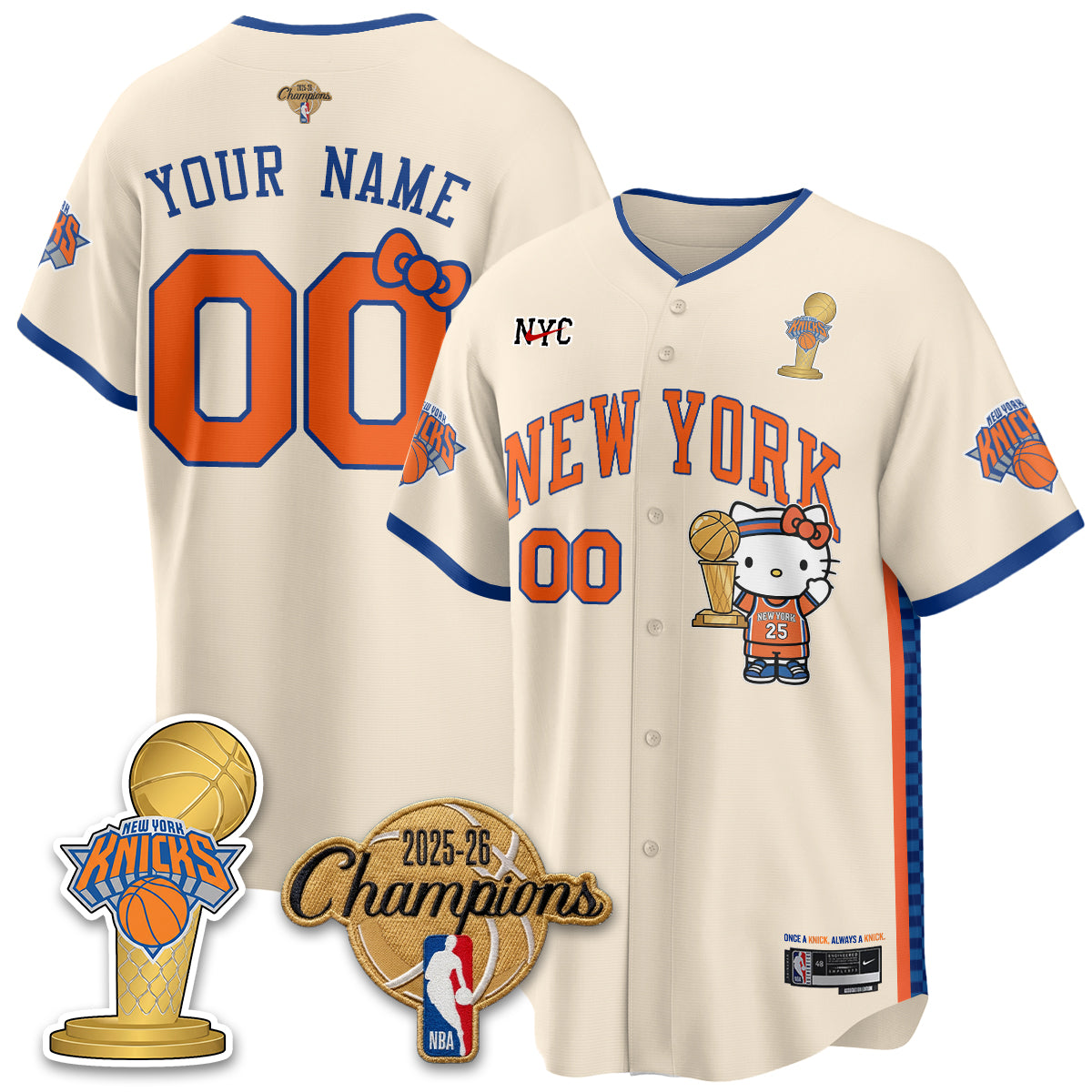 NYK 2026 NBA Champions x Meow Kitty Vapor Custom Jersey - Stitched-DTD