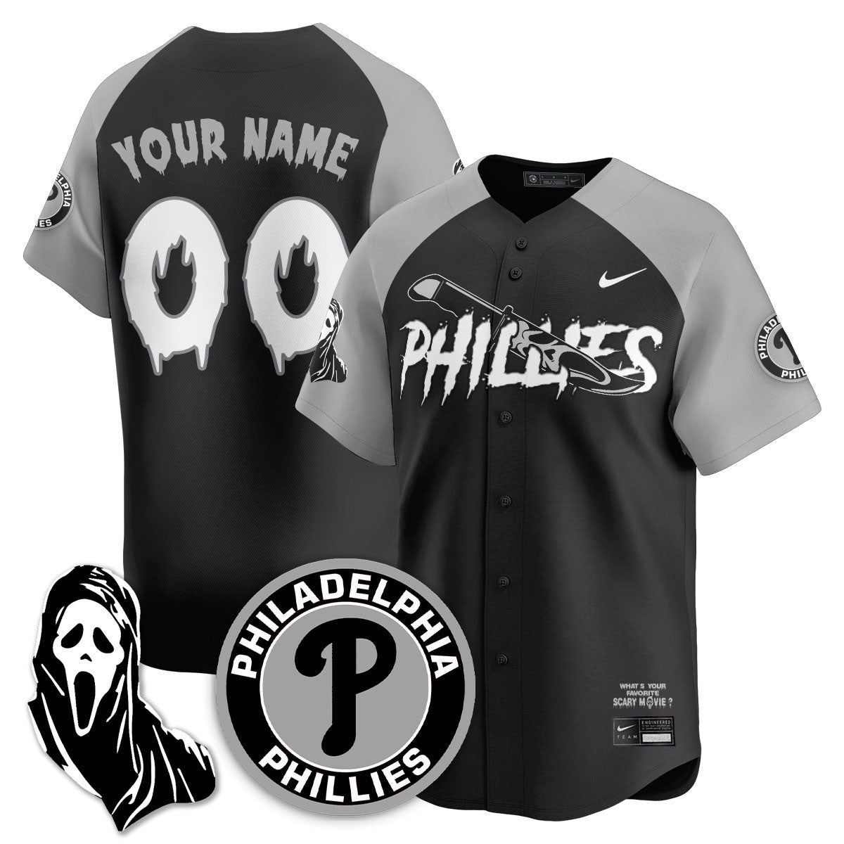 Custom PHI "Scream Ghostface" Jersey - Stitched-DTD