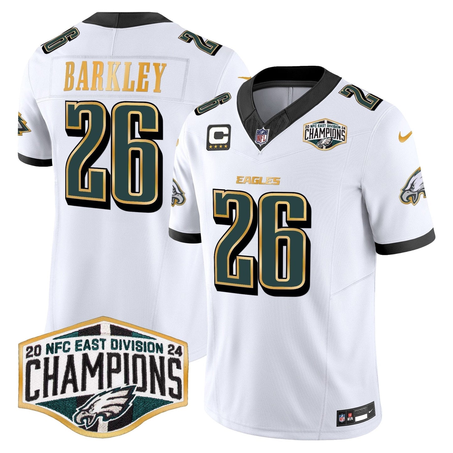 Eagles 2024 NFC East Division Champions Gold Trim Vapor Limited Jersey - All Stitched-DTD