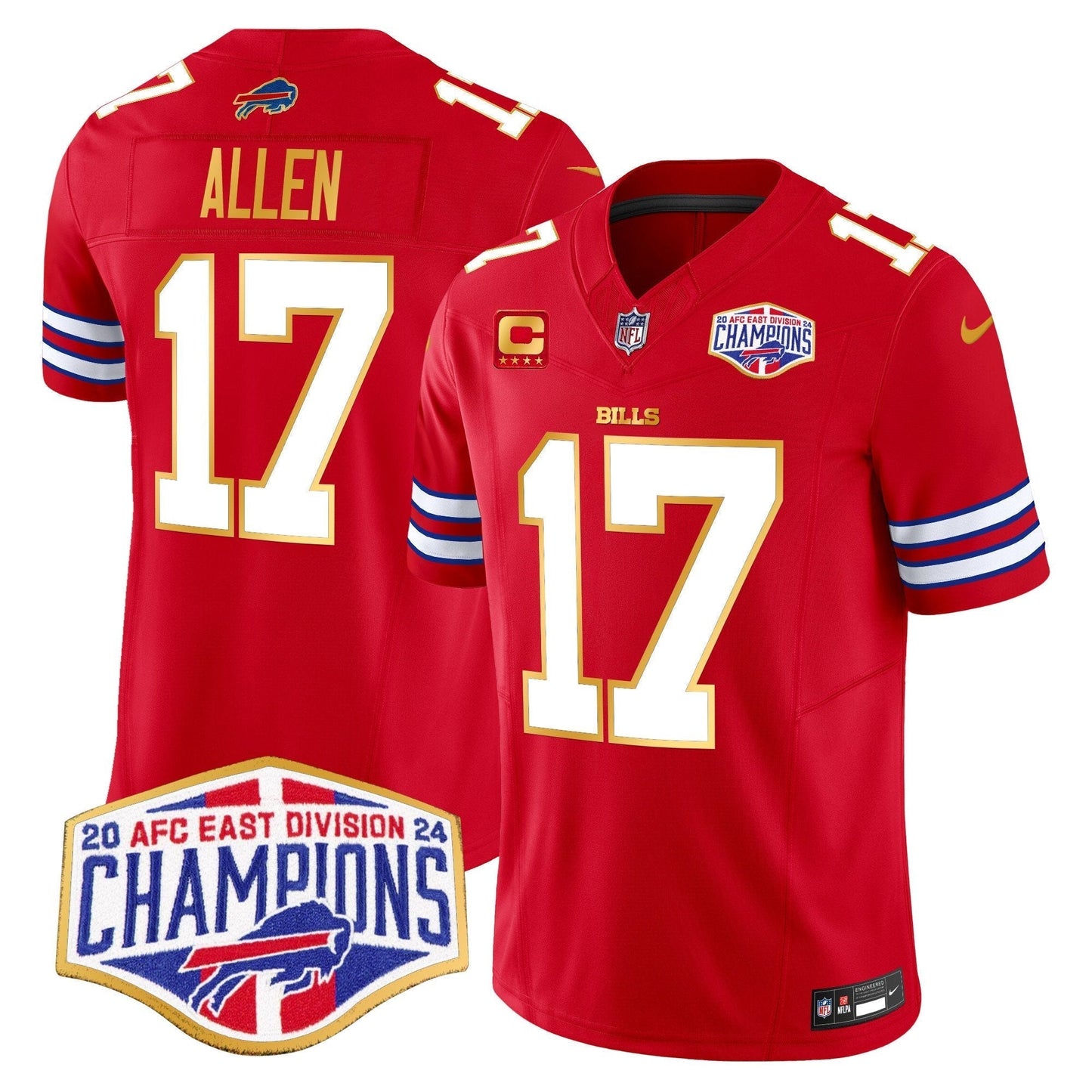 Bills 2024 AFC East Division Champions Gold Trim Vapor Limited Jersey - All Stitched-DTD