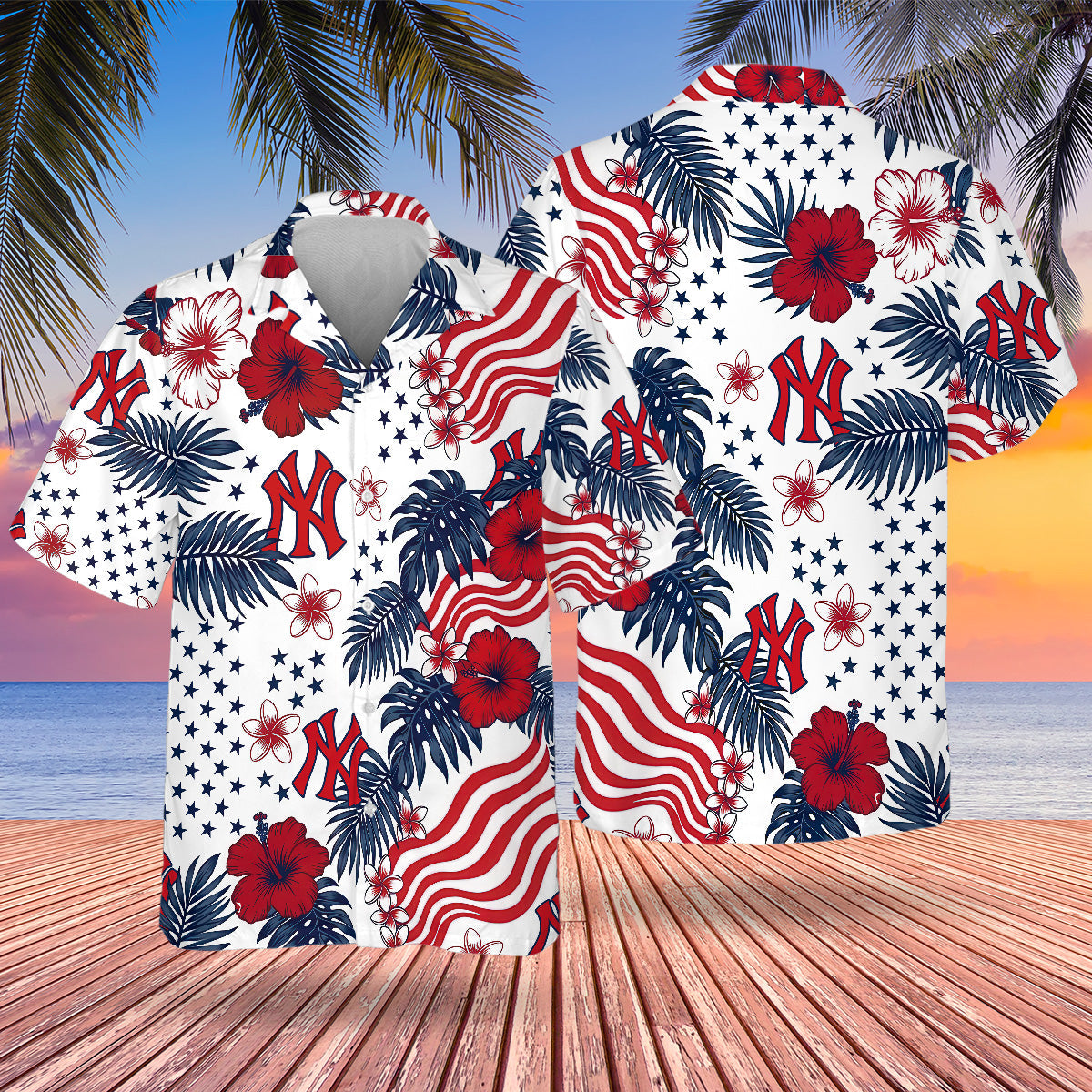 NYY Special Semiquincentennial Hawaiian Design Button Shirt V4-DTD