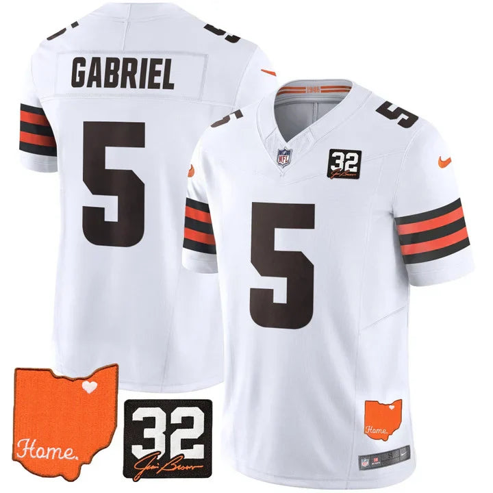 Browns #32 Jim Brown Memorial & Home Patch Vapor Limited Jersey - All Stitched-DTD