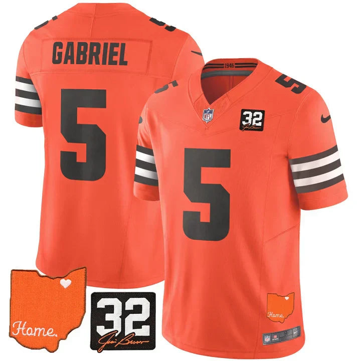 Browns #32 Jim Brown Memorial & Home Patch Vapor Limited Jersey N1 - All Stitched-DTD