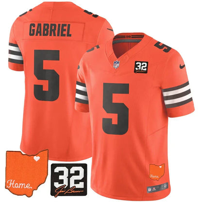 Browns #32 Jim Brown Memorial & Home Patch Vapor Limited Jersey - All Stitched-DTD