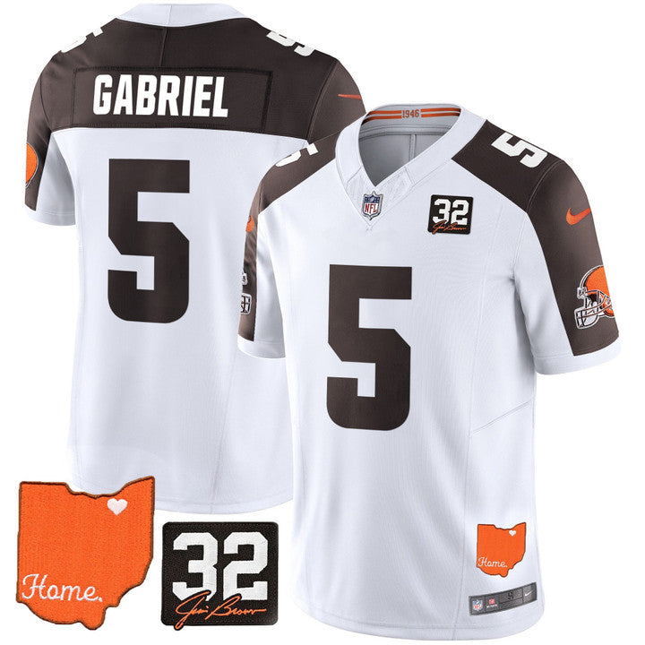 Browns #32 Jim Brown Memorial & Home Patch Vapor Limited Jersey N1 - All Stitched-DTD