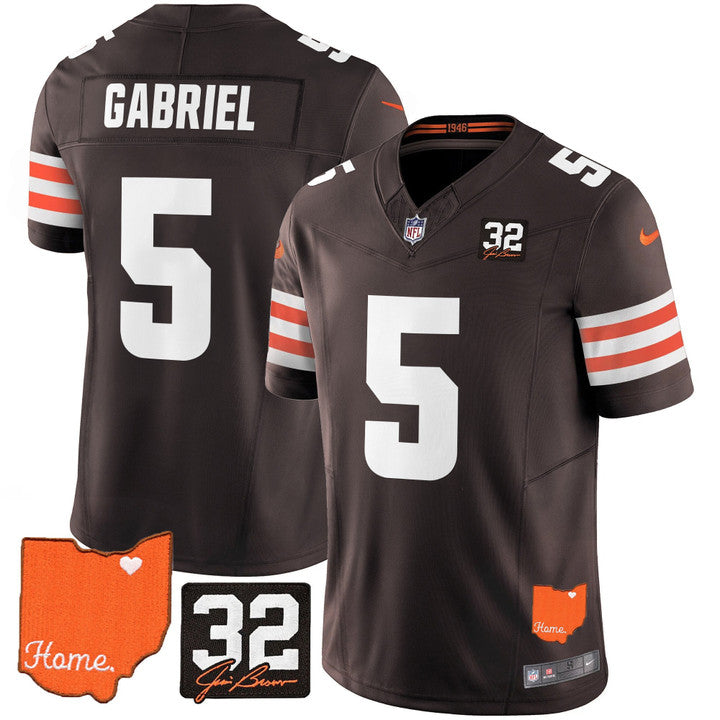 Browns #32 Jim Brown Memorial & Home Patch Vapor Limited Jersey N1 - All Stitched-DTD