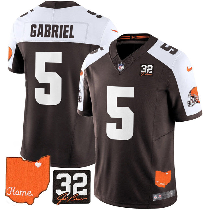 Browns #32 Jim Brown Memorial & Home Patch Vapor Limited Jersey N1 - All Stitched-DTD