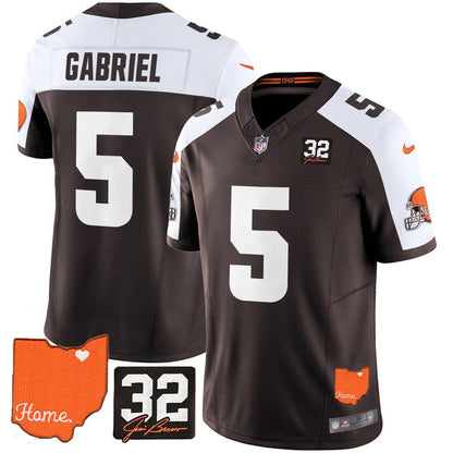 Browns #32 Jim Brown Memorial & Home Patch Vapor Limited Jersey N1 - All Stitched-DTD