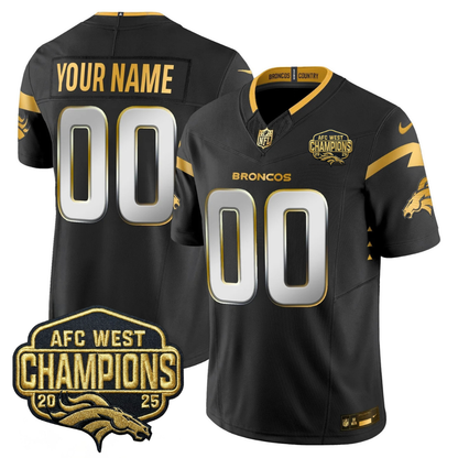 DEN AFC West Champions Patch Gold Vapor Limited Jersey - All Stitched-DTD